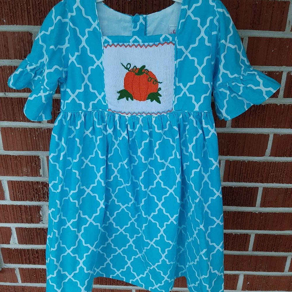 Smocked or Not smocked pumpkin dress girl size 5(fits like 4 or 4/5)
